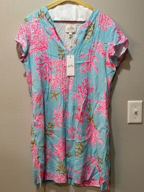Lilly Pulitzer Coral & Aqua Shift Dress